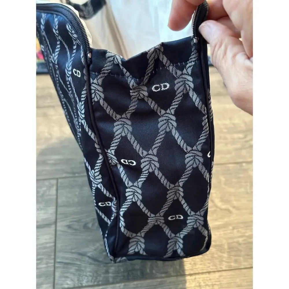 Vintage Christian Dior Blue & white nautical Pouch Make Up toiletry Bag travel - Picture 15 of 16